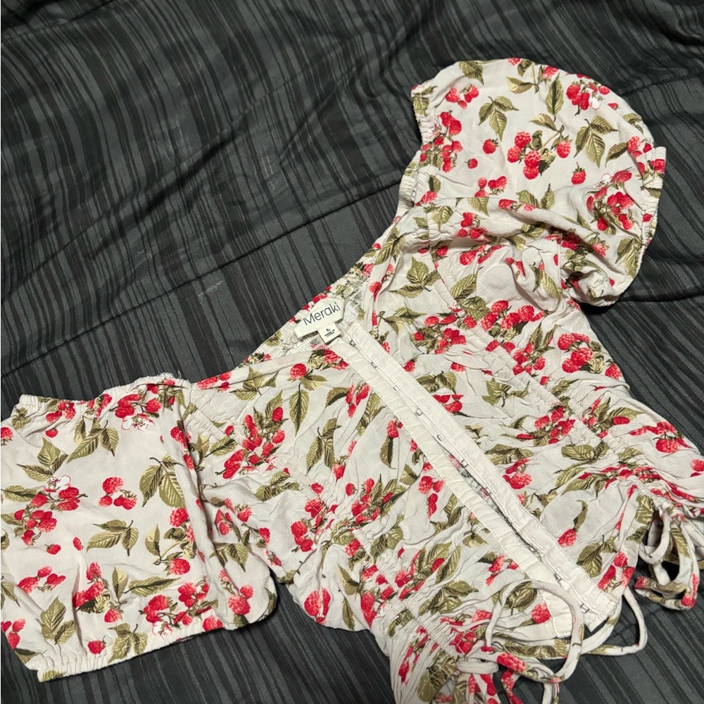 Floral corset puff sleeve shirt💗